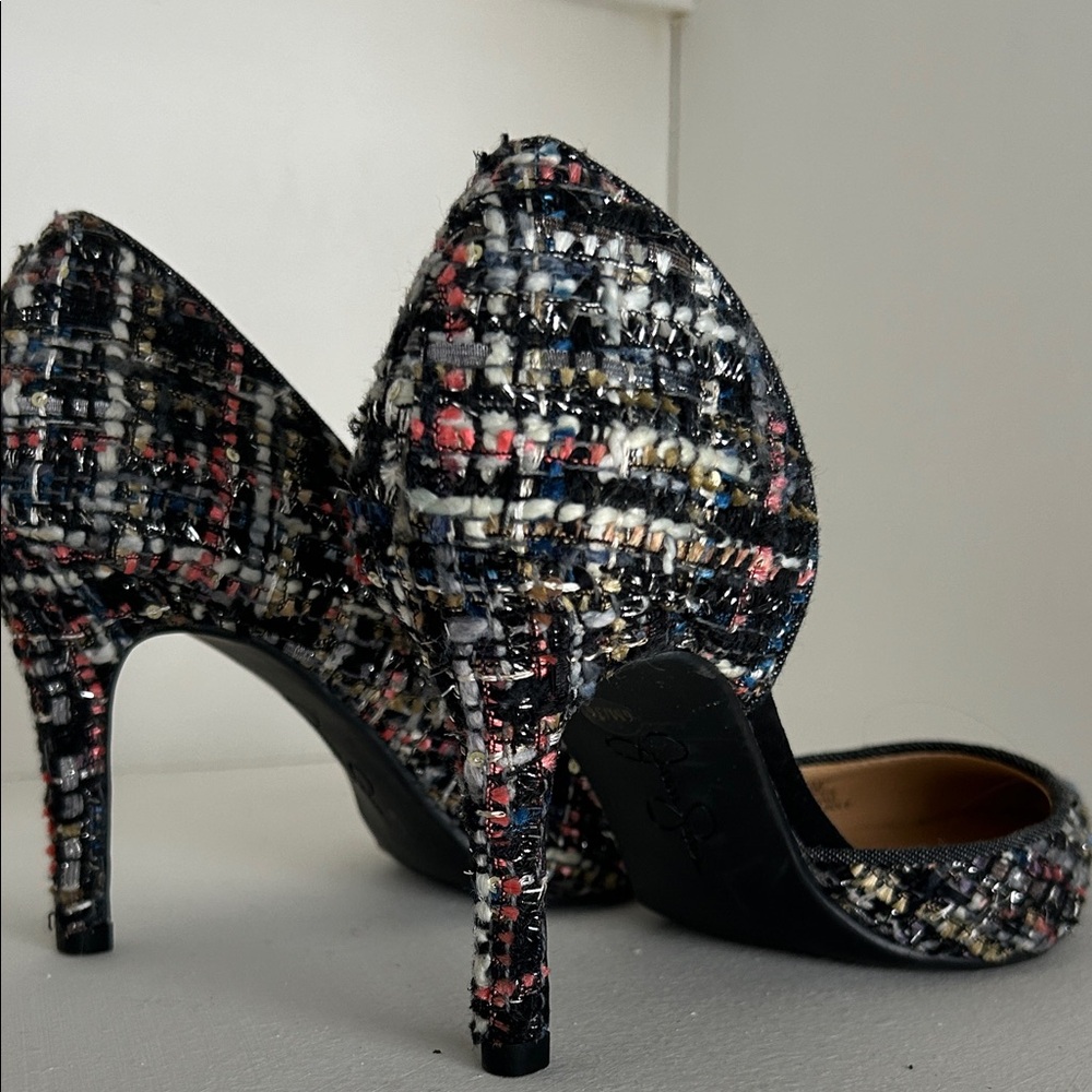 Jessica Simpson Black and White Tweed Heels
